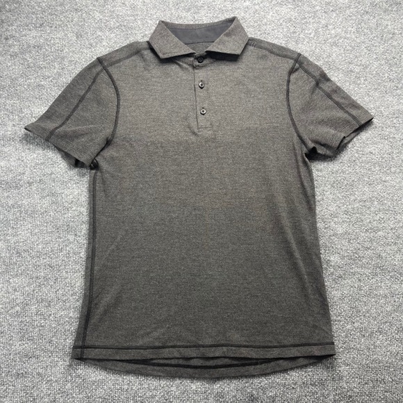 lululemon athletica Other - Lululemon Mens Short Sleeve Polo Shirt Heathered Gray Athletic Golf Top Small